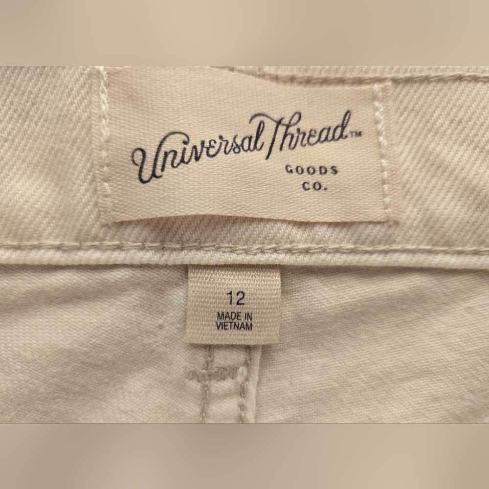 White Denim Jeans, Cropped Vintage Wide Leg, Size 12, Mid Rise, Cuffed Leg, NWT - Picture 10 of 13